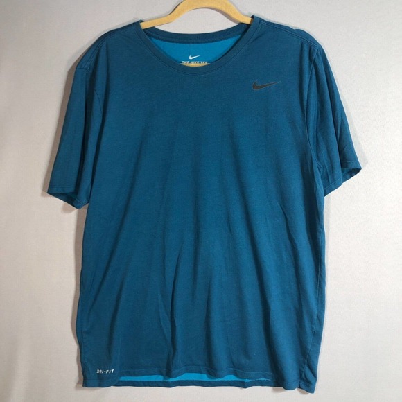 Nike Shirt Men's Size Large Tee Dri Fit Swoosh Blue Casual Sports Summer - Picture 1 of 8